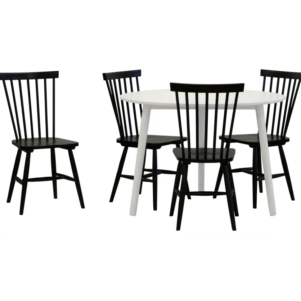 Matgrupp: Day matbord - vit + 4 st Karl pinnstol - svart + 3.00 x Möbeltassar