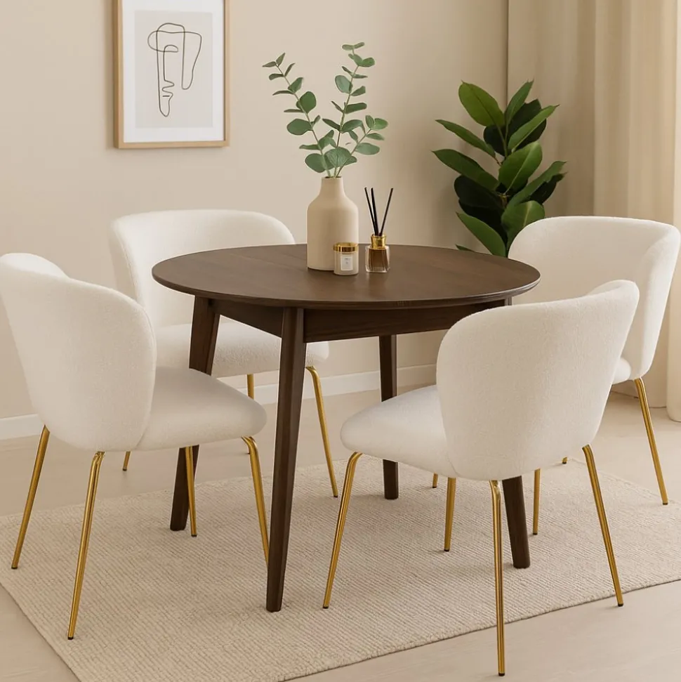 Matgrupp Genova bouclè - Förlängningsbart bord med 4st stolar