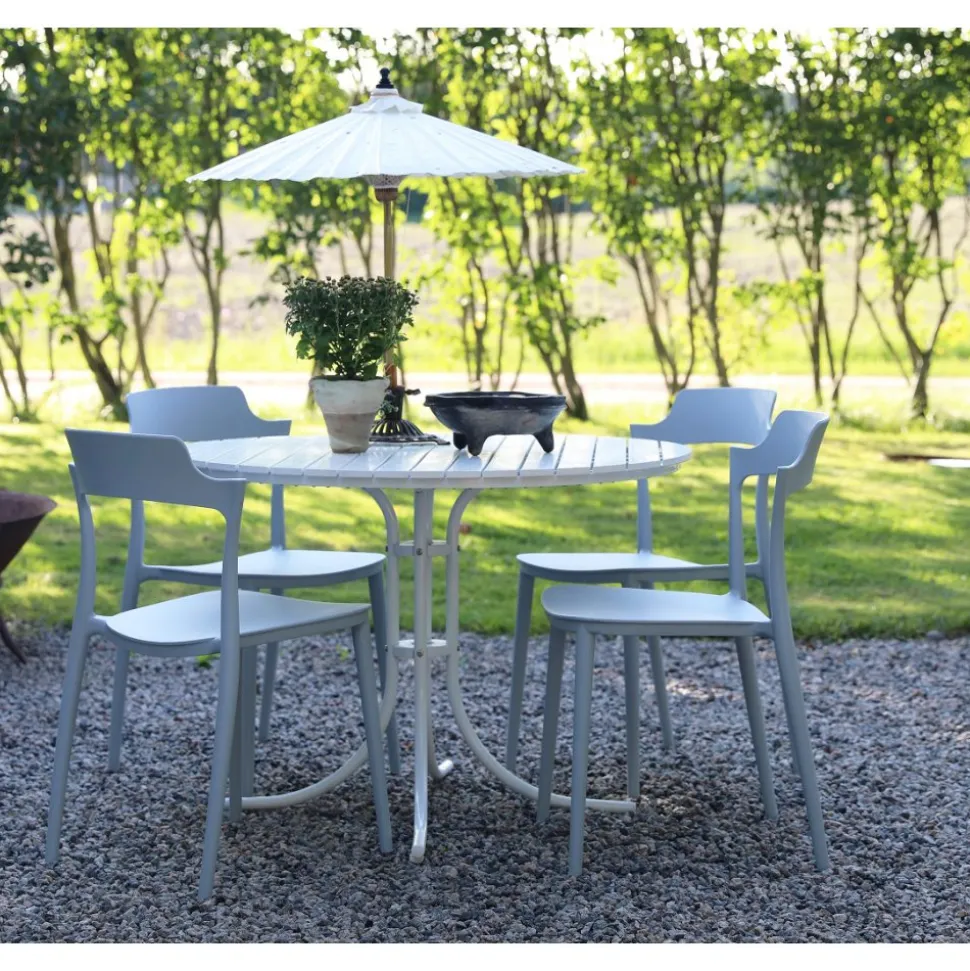 Matgrupp Holmsund: Runt vitt bord inklusive 4 st Abbe stolar stapelbara