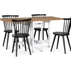 Matgrupp; Klaffbord med 4 st Castor svarta pinnstolar - Fårö + 3.00 x Möbeltassar