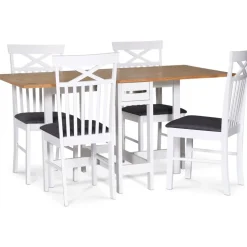 Matgrupp klaffbord Vit / Ek med fyra stolar - Fårö
