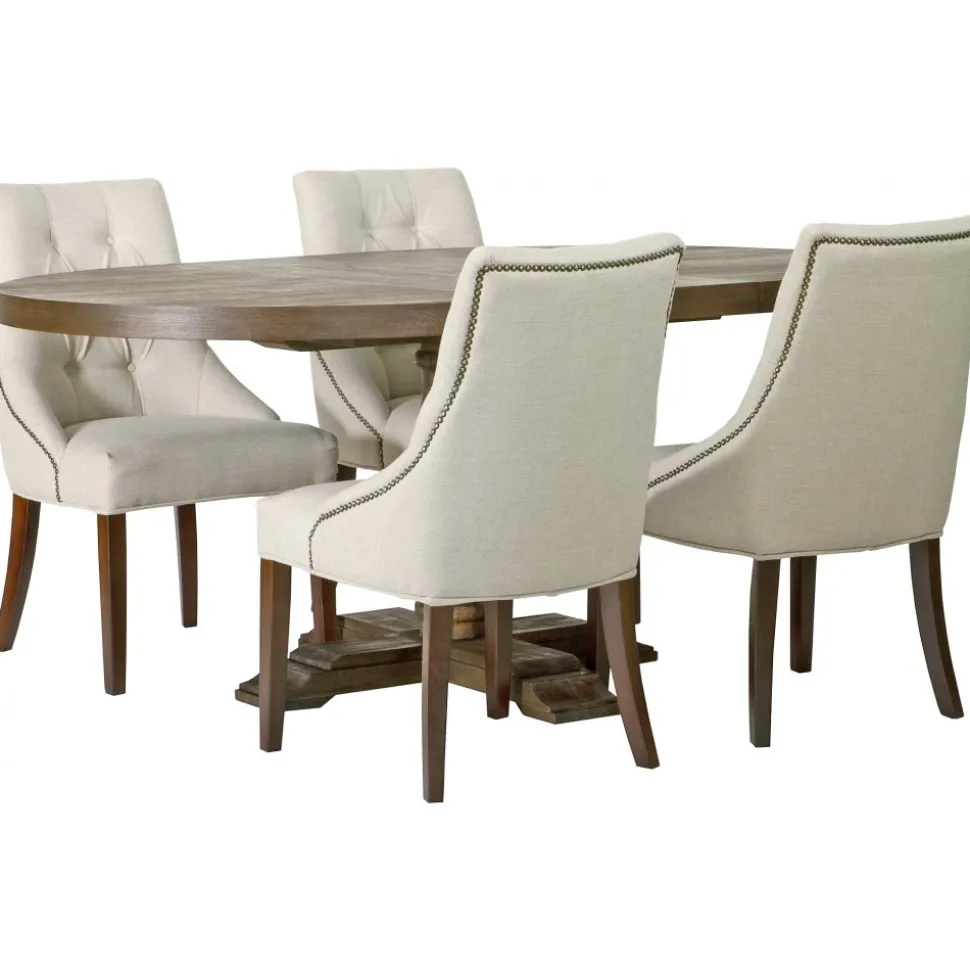 Matgrupp: Lamier matbord runt - brun + 4 st Tuva europa ver II stolar + 4.00 x Stolsdyna