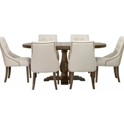 Matgrupp: Lamier matbord runt + 6 st Tuva Europa beige stolar + 4.00 x Möbeltassar