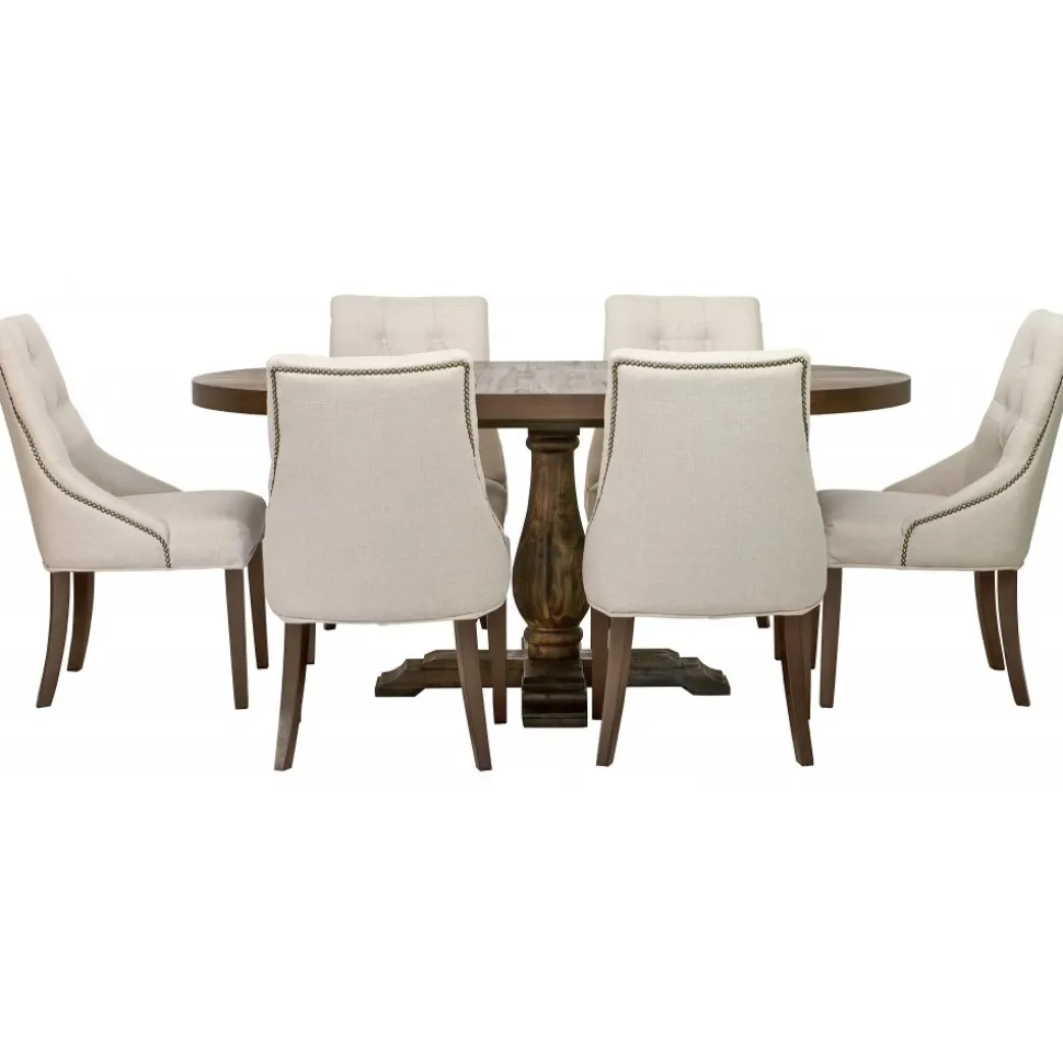 Matgrupp: Lamier matbord runt + 6 st Tuva Europa beige stolar + 4.00 x Möbeltassar