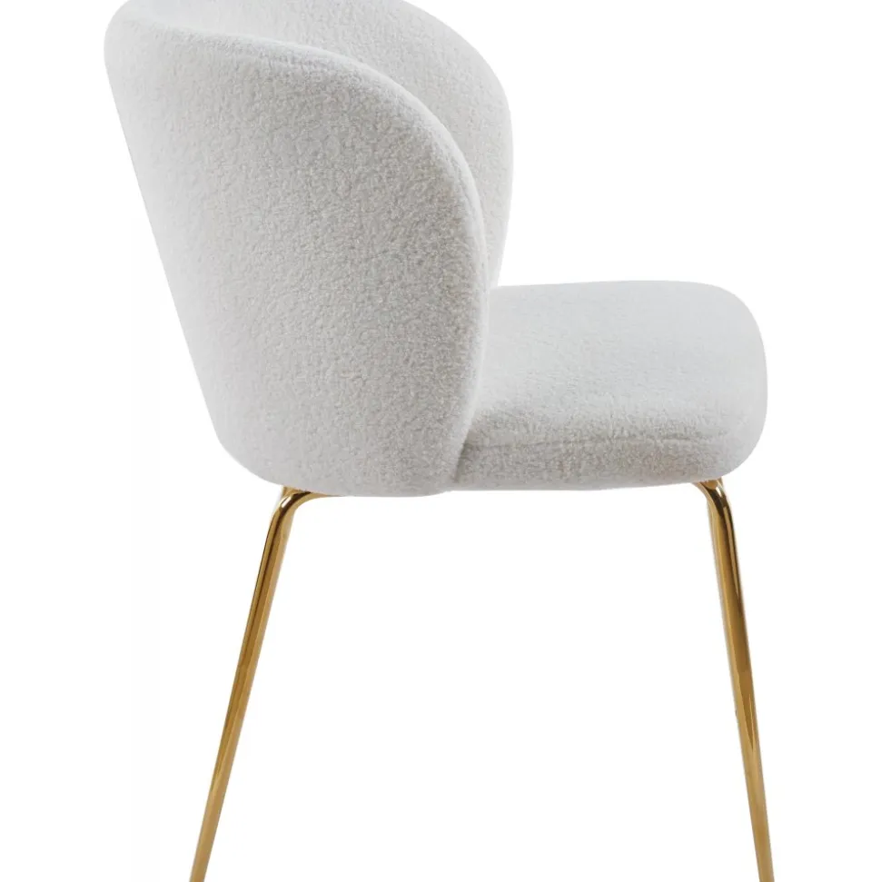 Matgrupp Lanzo Ø120 cm marmor beige med 4 st stolar i bouclé och mässingsben
