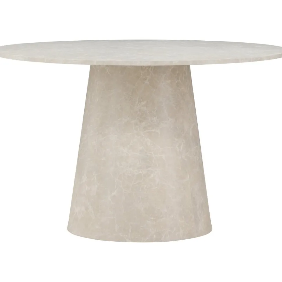 Matgrupp Lanzo Ø120 cm marmor beige med 4 st stolar i bouclé och mässingsben