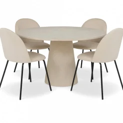 Matgrupp Lanzo Ø120 cm med 4 st Astrid stolar i beige sammet
