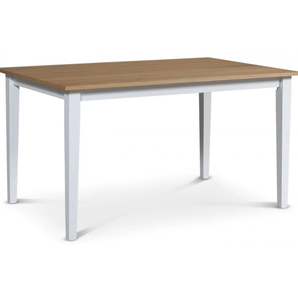 Matgrupp; matbord 140x90 cm - Vit / oljad ek med 4 st svarta stolar + 3.00 x Möbeltassar