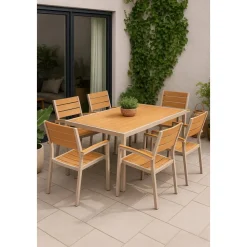 Matgrupp med 4 stolar och matbord 150 x 90 cm beige/ek - Las Vegas