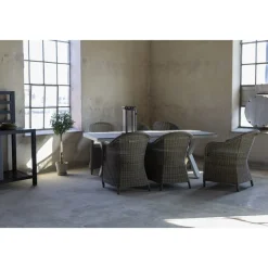 Matgrupp Mercury bord inkl 6 st fåtöljer - Konstrotting/Vit aluminium + Fläckborttagare för möbler