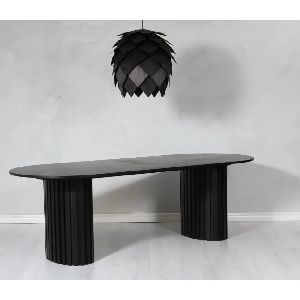 Matgrupp PiPi ovalt matbord 240 cm inkl 4 st Sunda matstol - Svartbets + 3.00 x Möbeltassar