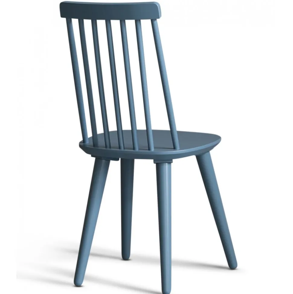 Matgrupp: Runt bord i Ek / Vit med 4 st duvblåa Pinnstolar + 4.00 x Stolsdyna