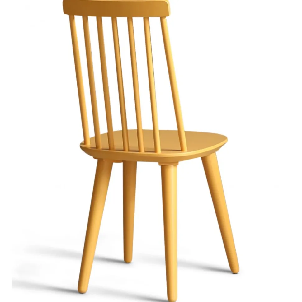 Matgrupp: Runt bord i Ek / Vit med 4 st gula Pinnstolar + 3.00 x Möbeltassar