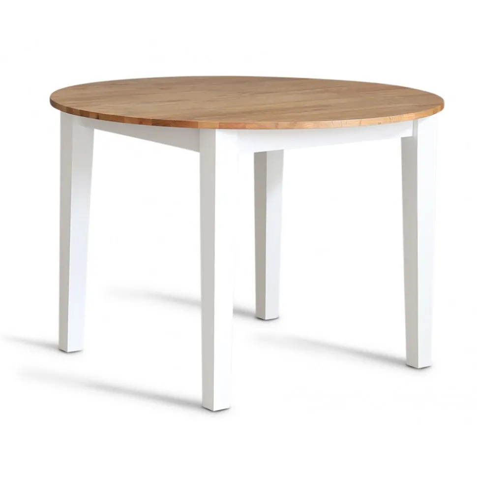 Matgrupp: Runt bord i Ek / Vit med 4 st gula Pinnstolar