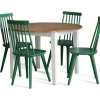 Matgrupp: Runt bord i Ek / Vit med 4 st gröna Pinnstolar + 3.00 x Möbeltassar