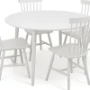 Matgrupp runt matbord Ø120 cm och 4 vita pinnstolar - Rosvik + 3.00 x Möbeltassar