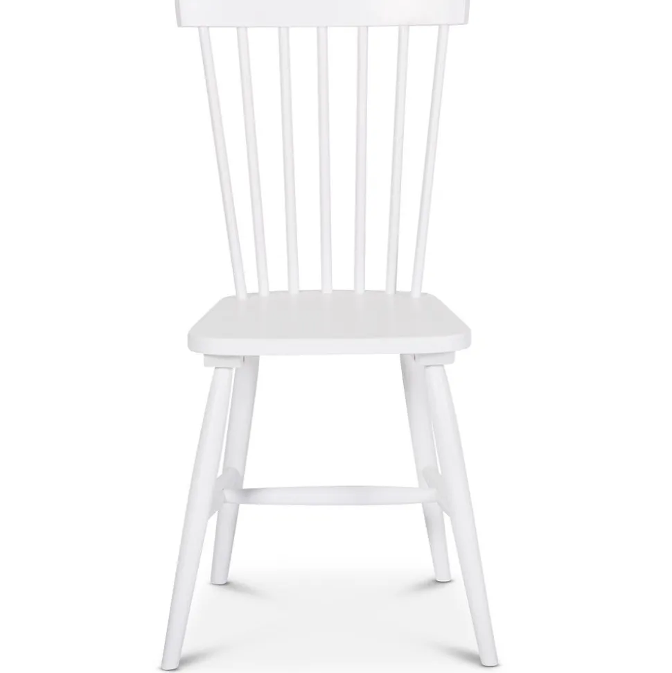 Matgrupp runt matbord Ø120 cm och 4 vita pinnstolar - Rosvik