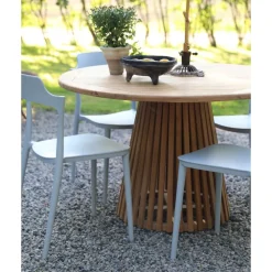 Matgrupp Saltö teak: Teakbord runt 120 cm inklusive 4 st Abbe stolar