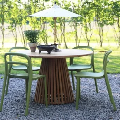 Matgrupp Saltö teak: Teakbord runt 120 cm inklusive 4 st Nordanå stolar