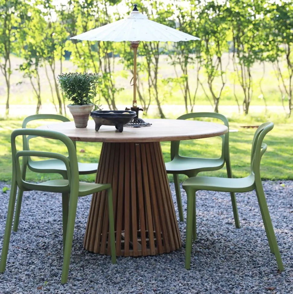 Matgrupp Saltö teak: Teakbord runt 120 cm inklusive 4 st Nordanå stolar