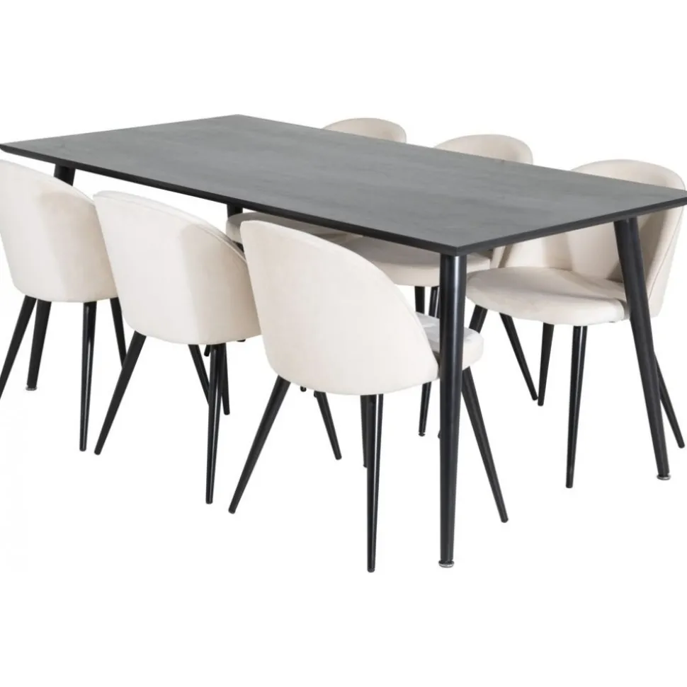 Matgrupp Slope 180x90 cm inkl 6 st Alice stolar - Svartbetsad ekfanér + 4.00 x Möbeltassar