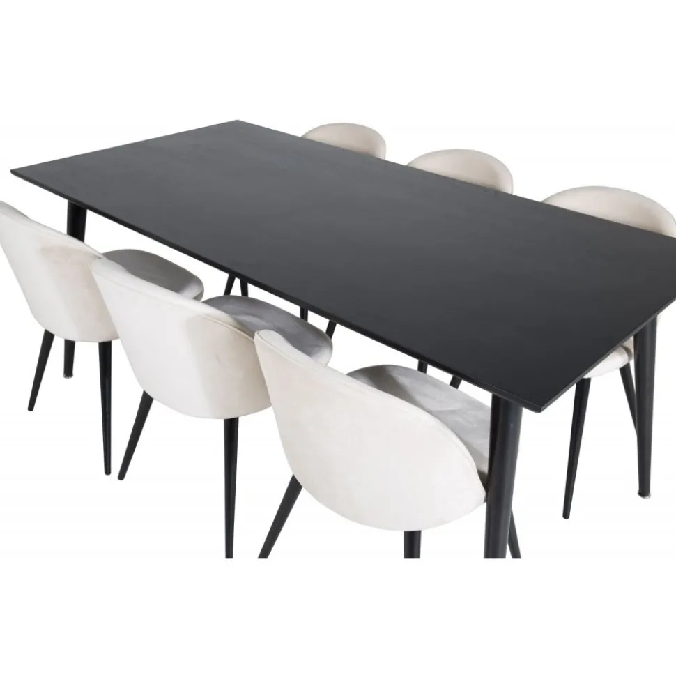 Matgrupp Slope 180x90 cm inkl 6 st Alice stolar - Svartbetsad ekfanér + 4.00 x Möbeltassar