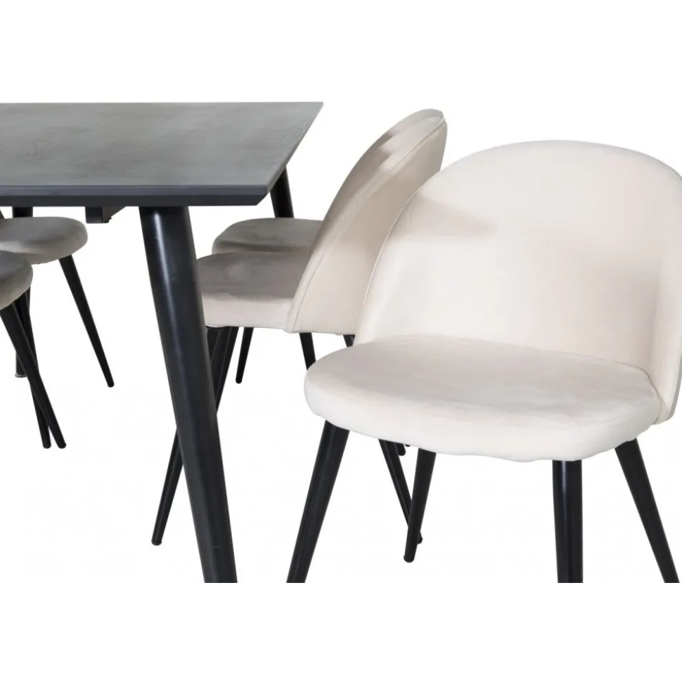 Matgrupp Slope 180x90 cm inkl 6 st Alice stolar - Svartbetsad ekfanér + 6.00 x Stolsdyna