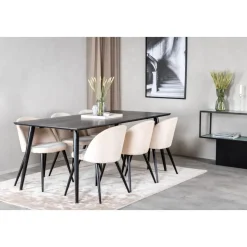 Matgrupp Slope 180x90 cm inkl 6 st Alice stolar - Svartbetsad ekfanér + 6.00 x Stolsdyna