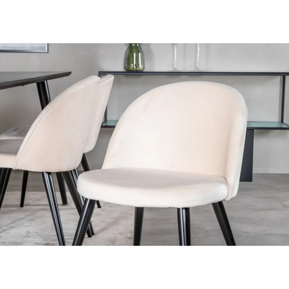 Matgrupp Slope 180x90 cm inkl 6 st Alice stolar - Svartbetsad ekfanér + 6.00 x Stolsdyna