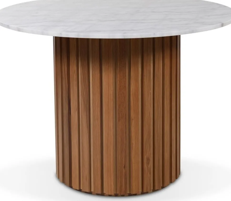 Matisse runt matbord i marmor Ø105 cm - Ek / vit marmor