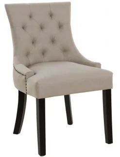 Matstol beige med bruna ben - Tuva + Möbeltassar