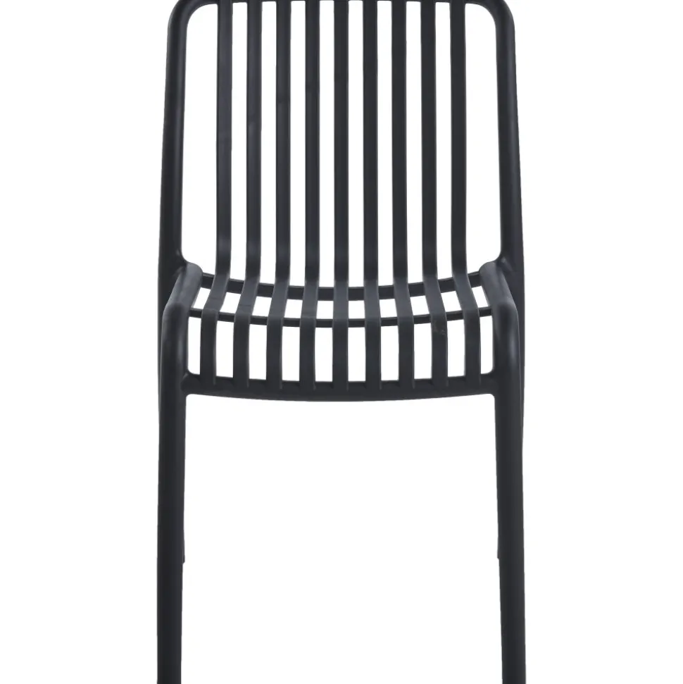 Matstol Noa i svart - Stapelbar + Textilskydd för utemöbler