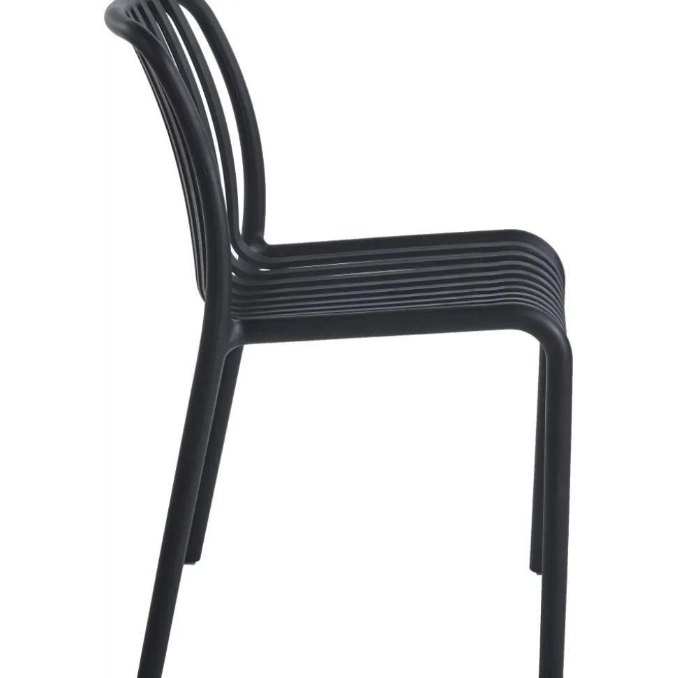 Matstol Noa i svart - Stapelbar + Rengöringsmedel för utemöbler