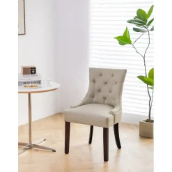 Matstol Tuva - Beige med bruna ben + Fläckborttagare för möbler