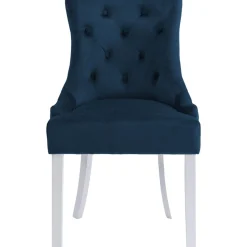 Matstol Tuva blå sammet med vita ben + Textilrengöring för möbler