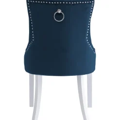 Matstol Tuva blå sammet med vita ben