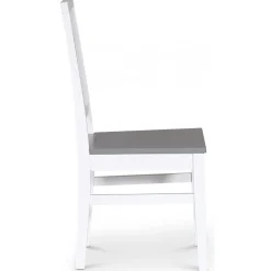 Matstol vit med grå sits