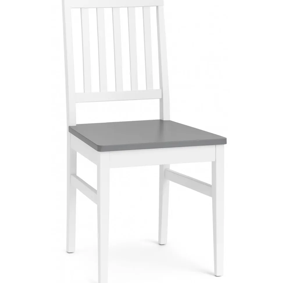 Matstol vit med grå sits + Stolsdyna