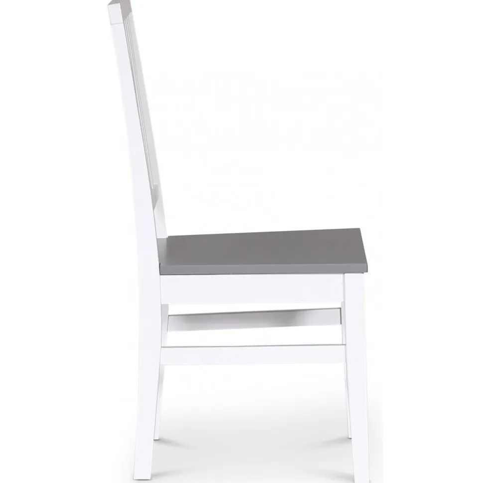 Matstol vit med grå sits + Stolsdyna