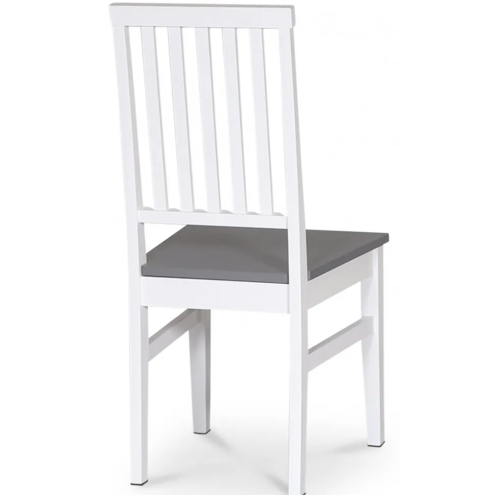 Matstol vit med grå sits + Stolsdyna