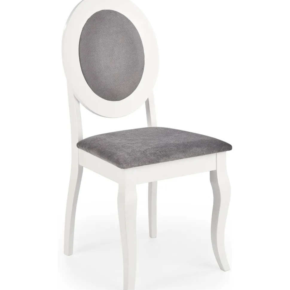 Matstol vitt trä med grå sits