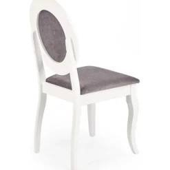Matstol vitt trä med grå sits