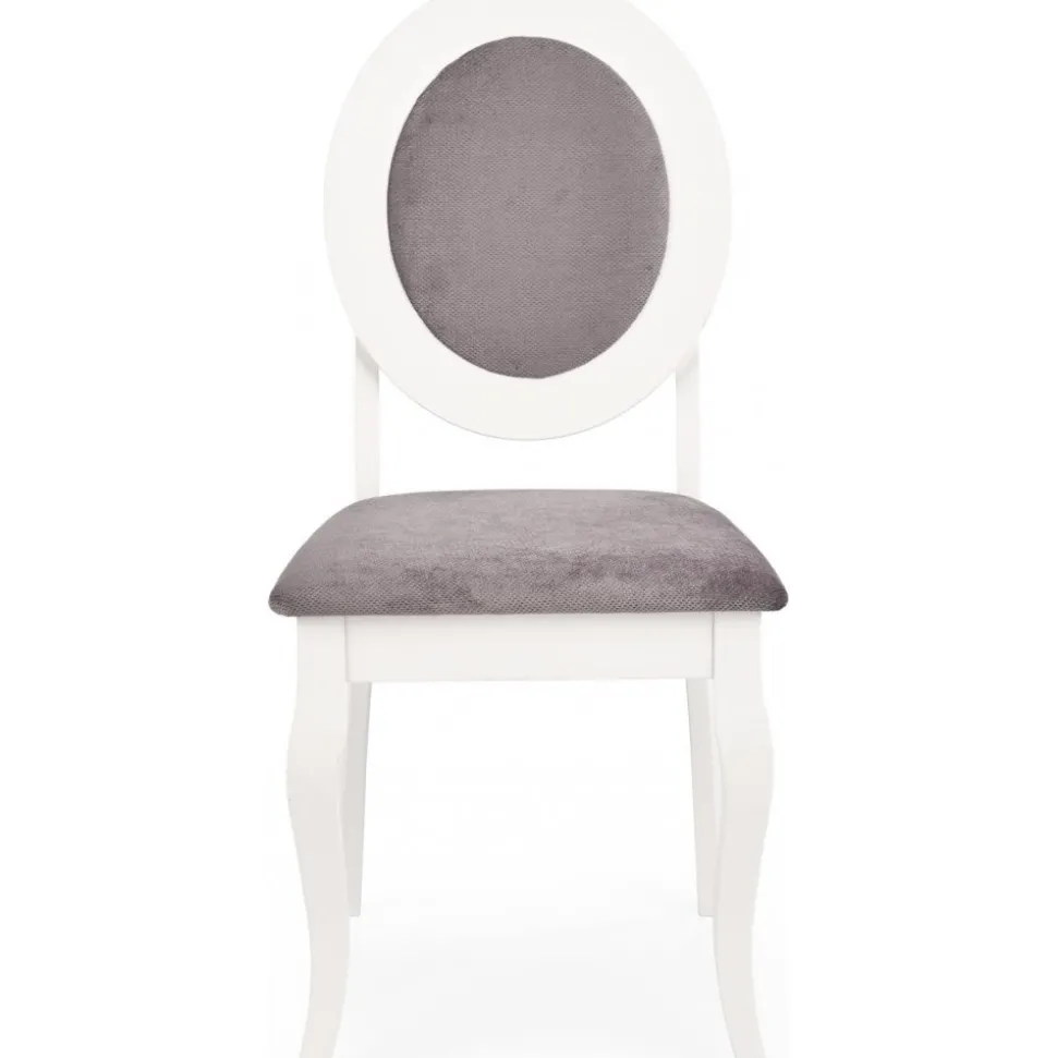 Matstol vitt trä med grå sits