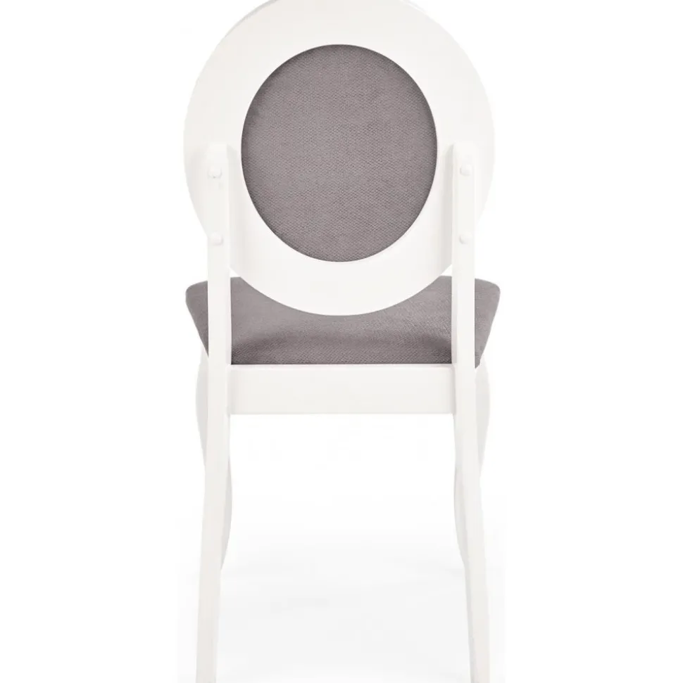 Matstol vitt trä med grå sits