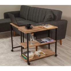 Melin sidobord 70 x 76 cm - Furu/svart