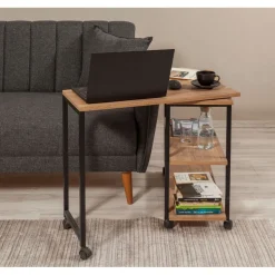 Melin sidobord 70 x 76 cm - Furu/svart