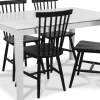 Mellby matgrupp 140 cm bord med 4 st svarta Karl pinnstolar - Vit / Svart