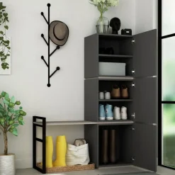 Mello skoskåp - Antracit/ljusbrun