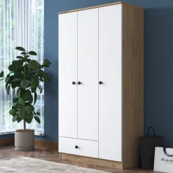 Mendy garderob 90 cm - Valnöt/vit