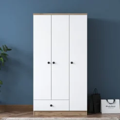 Mendy garderob 90 cm - Valnöt/vit